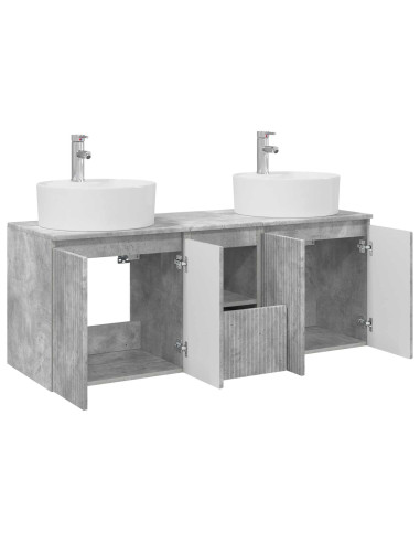 Set di Armadi da Bagno 3 pz Grigio Cemento 49,5 x 44,5 x 65 cm
