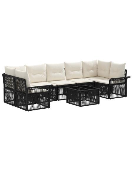 Set Divano da Giardino 8 pz Nero polyrattan