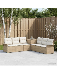 Set di divani 7 pz Beige e Bianco Crema
