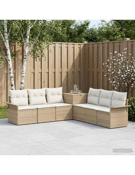 Set di divani 7 pz Beige e Bianco Crema
