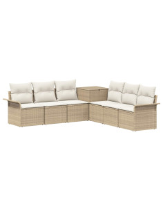 Set di divani 7 pz Beige e Bianco Crema 2