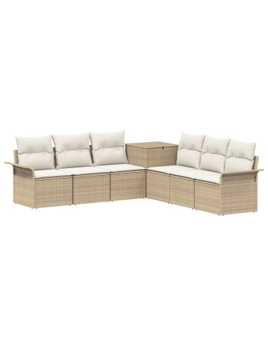 Set di divani 7 pz Beige e Bianco Crema
