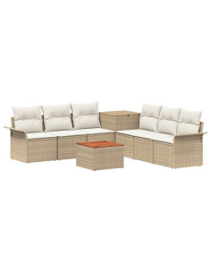 Set di divani 8 pz Beige e Bianco Crema 2