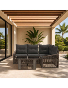 Set Divano da Giardino 5 pz Grigio e Grigio Scuro polyrattan