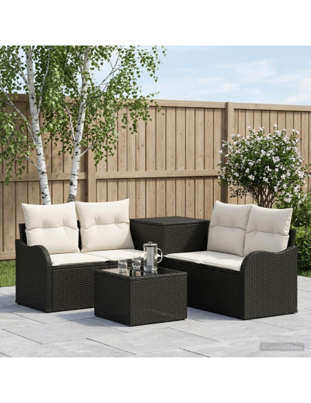 Set di divani 6 pz Nero e Bianco Crema