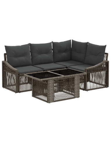Set Divano da Giardino 5 pz Grigio e Grigio Scuro polyrattan