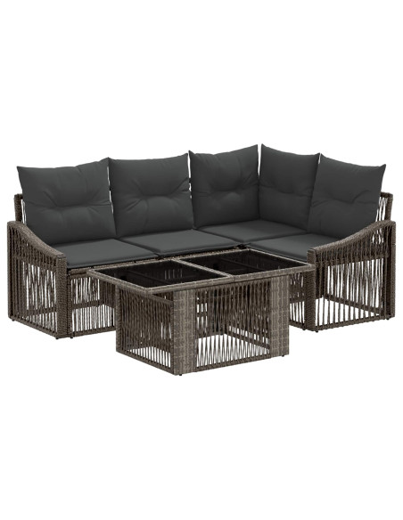Set Divano da Giardino 5 pz Grigio e Grigio Scuro polyrattan