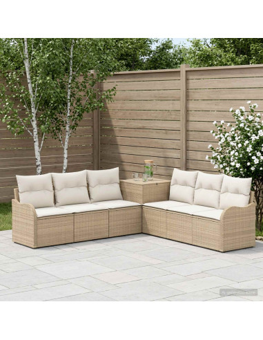 Set di divani 7 pz Beige e Bianco Crema