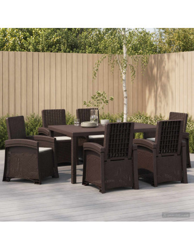 Set da Pranzo per Giardino 7 pz Marrone e Grigio Chiaro PP