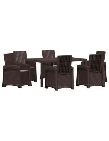 Set da Pranzo per Giardino 7 pz Marrone e Tortora PP