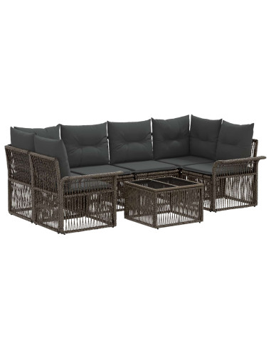 Set Divano da Giardino 7 pz Grigio polyrattan