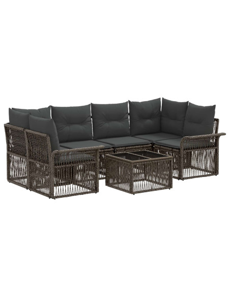 Set Divano da Giardino 7 pz Grigio polyrattan