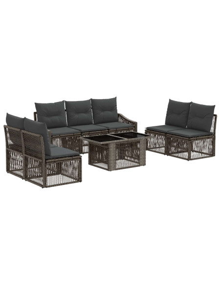 Set Divano da Giardino 8 pz Grigio e Grigio Scuro polyrattan