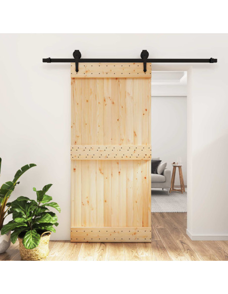Porta scorrevole Naturale e Nero 95 x 210 cm