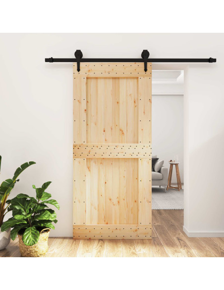 Porta scorrevole Naturale e Nero 95 x 210 cm