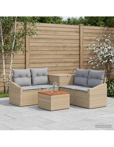 Set di divani 6 pz Beige e Grigio Chiaro