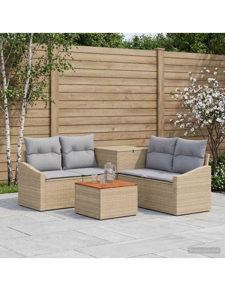 Set di divani 6 pz Beige e Grigio Chiaro