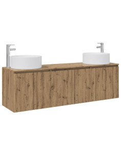 Set di Armadi da Bagno 3 pz Rovere Artigianale 2