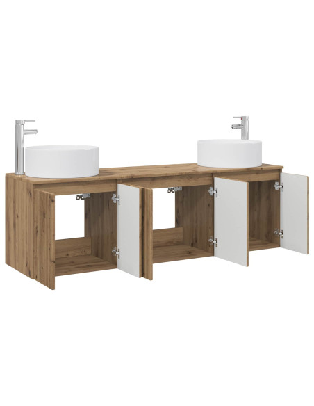 Set di Armadi da Bagno 3 pz Rovere Artigianale