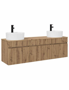 Set di Armadi da Bagno 3 pz Rovere Artigianale 2