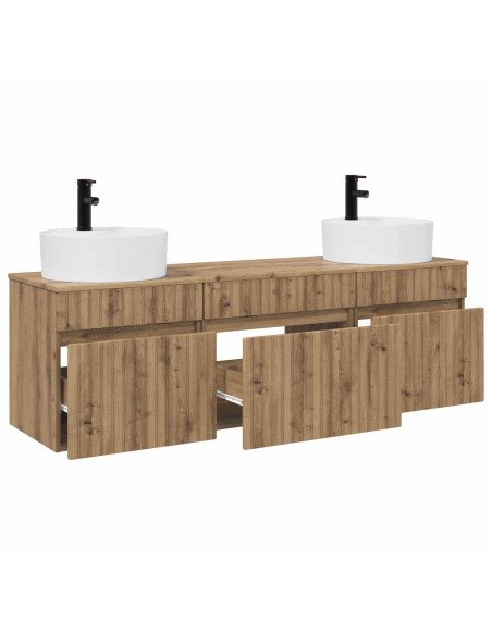 Set di Armadi da Bagno 3 pz Rovere Artigianale