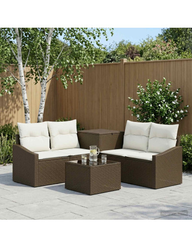 Set di divani 6 pz Marrone e Bianco Crema