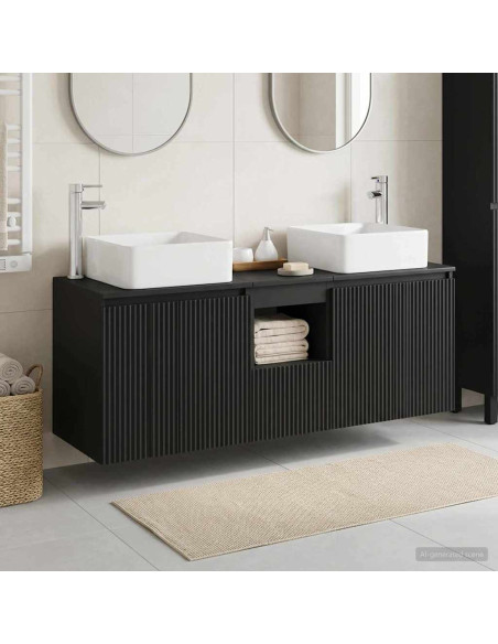 Set di Armadi da Bagno 3 pz Nero 49,5 x 41 x 63 cm