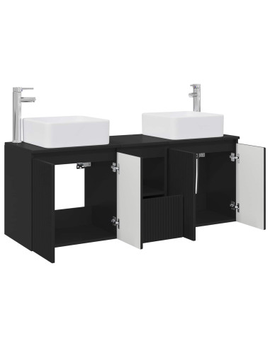 Set di Armadi da Bagno 3 pz Nero 49,5 x 41 x 63 cm
