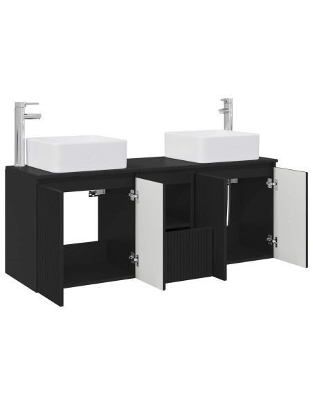 Set di Armadi da Bagno 3 pz Nero 49,5 x 41 x 63 cm