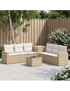 Set di divani 8 pz Beige e Bianco Crema