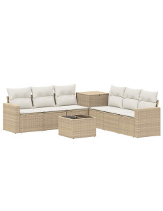 Set di divani 8 pz Beige e Bianco Crema 2