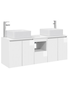 Set di Armadi da Bagno 3 pz Bianco Lucido 49,5 x 41 x 63 cm 2