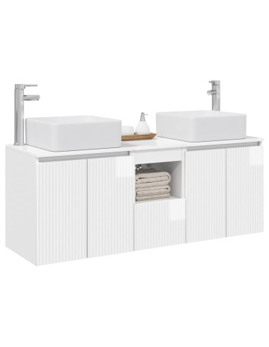 Set di Armadi da Bagno 3 pz Bianco Lucido 49,5 x 41 x 63 cm