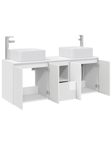 Set di Armadi da Bagno 3 pz Bianco Lucido 49,5 x 41 x 63 cm