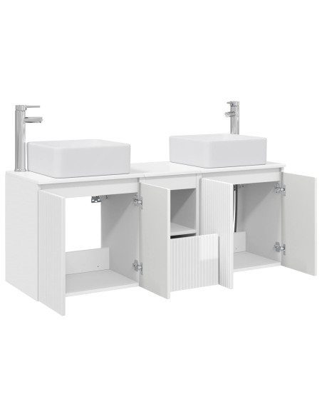 Set di Armadi da Bagno 3 pz Bianco Lucido 49,5 x 41 x 63 cm