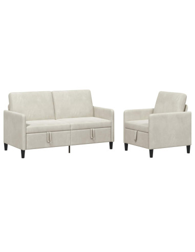 Set di Divani con Storage 2 pz Crema Poliestere
