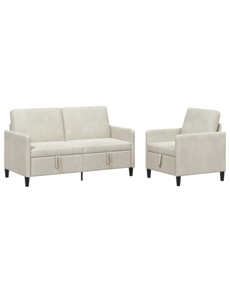 Set di Divani con Storage 2 pz Crema Poliestere