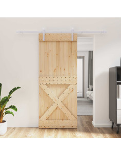 Porta scorrevole Naturale e Bianco 85 x 210 cm