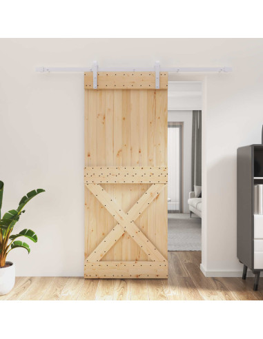 Porta scorrevole Naturale e Bianco 85 x 210 cm