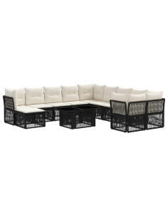 Set Divano da Giardino 12 pz Nero polyrattan 2