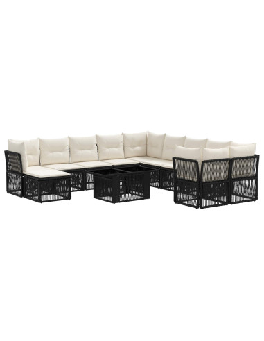 Set Divano da Giardino 12 pz Nero polyrattan
