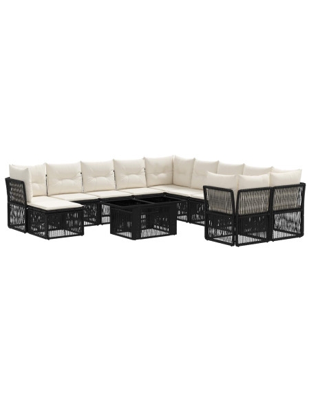 Set Divano da Giardino 12 pz Nero polyrattan