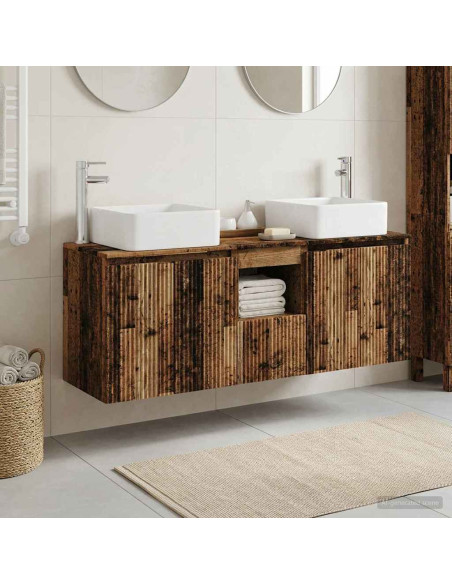 Set di Armadi da Bagno 3 pz Legno antico 53 x 35 x 63 cm