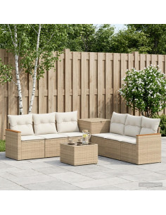 Set di divani 8 pz Beige e Bianco Crema