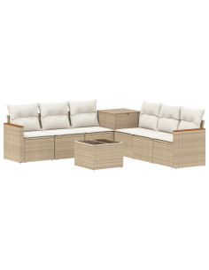 Set di divani 8 pz Beige e Bianco Crema 2