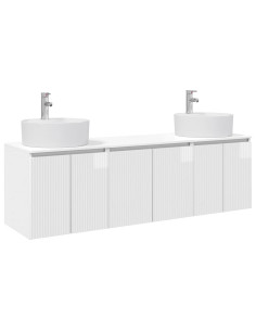 Set di Armadi da Bagno 3 pz Bianco Lucido 49,5 x 44,5 x 65 cm 2