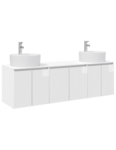 Set di Armadi da Bagno 3 pz Bianco Lucido 49,5 x 44,5 x 65 cm