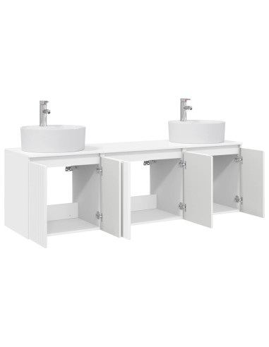 Set di Armadi da Bagno 3 pz Bianco Lucido 49,5 x 44,5 x 65 cm
