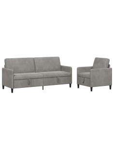 Set di Divani con Storage 2 pz Grigio Chiaro Poliestere 2
