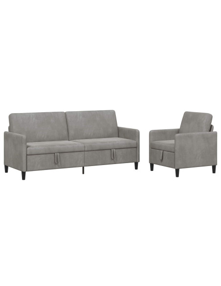 Set di Divani con Storage 2 pz Grigio Chiaro Poliestere